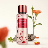 Body Spray Perfume for Women Fresh Long-Lasting Fragrance in shimmer royal sweety scent with heart design bottle, 250ml size. Ideal for daily feminine use.