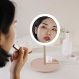 Travel Beauty Folding Mirror Compact Portable Makeup Mirror with LED light, ideal for precise makeup application and touch-ups on the go.