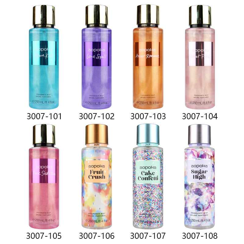 Body Spray Perfume for Women Fresh Long-Lasting Fragrance in shimmer royal sweety scent with heart design bottle, 250ml size. Ideal for daily feminine use.