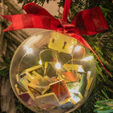 Christmas book ball ornaments hanging on tree