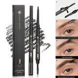 Fog Sense Three-In-One Eyebrow Pencil – Waterproof & Smear-Proof with spoolie brush and angled tip for shaping, defining, and filling brows.