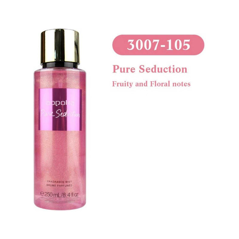 Body Spray Perfume for Women Fresh Long-Lasting Fragrance in shimmer royal sweety scent with heart design bottle, 250ml size. Ideal for daily feminine use.
