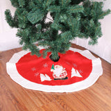 Christmas Tree Skirt Premium Holiday Decoration for Xmas Trees featuring Santa Claus, red border, and snowflake accents. Ideal for hiding tree stands.