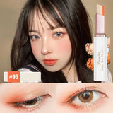 Lazy Eyeshadow Stick Double Color Gradient Shimmer applied on eyelid, showing smooth blend and waterproof shimmer finish.