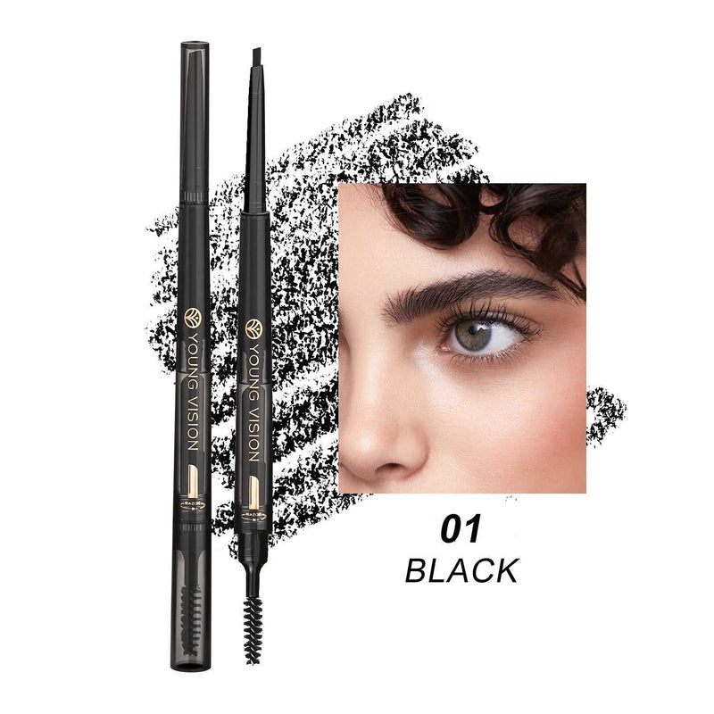 Fog Sense Three-In-One Eyebrow Pencil – Waterproof & Smear-Proof with spoolie brush and angled tip for shaping, defining, and filling brows.