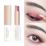 Lazy Eyeshadow Stick Double Color Gradient Shimmer applied on eyelid, showing smooth blend and waterproof shimmer finish.