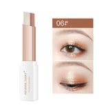 Lazy Eyeshadow Stick Double Color Gradient Shimmer applied on eyelid, showing smooth blend and waterproof shimmer finish.