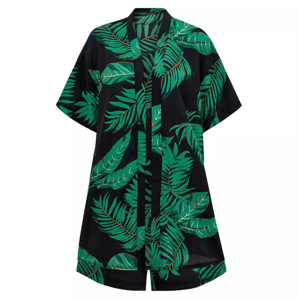 women’s leaves print 2-piece summer set