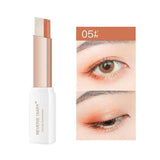 Lazy Eyeshadow Stick Double Color Gradient Shimmer applied on eyelid, showing smooth blend and waterproof shimmer finish.