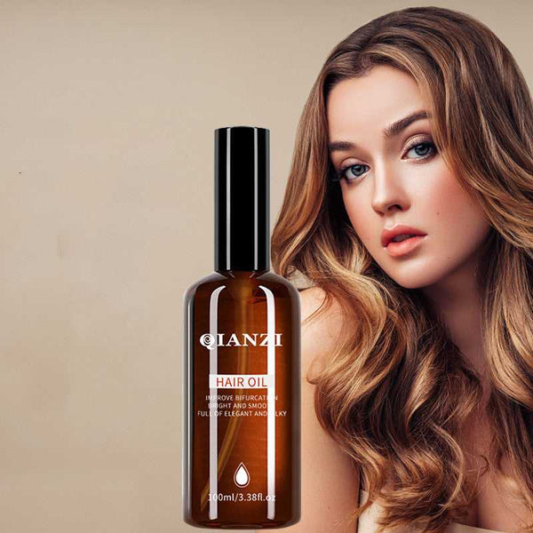 anti-frizz smoothing hair oil bottle