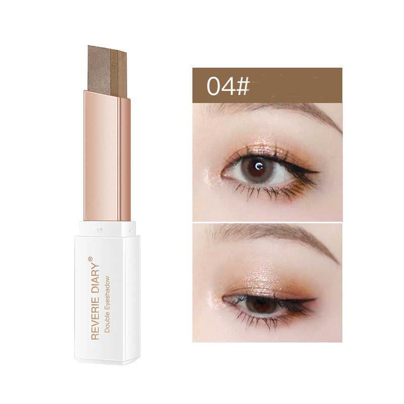 Lazy Eyeshadow Stick Double Color Gradient Shimmer applied on eyelid, showing smooth blend and waterproof shimmer finish.