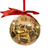 Christmas book ball ornaments hanging on tree